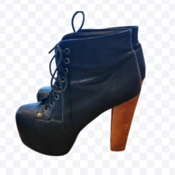 Jeffrey Campbell Lita Handmade Havana Last Black Leather Platform Bootie - Picture 3 of 15